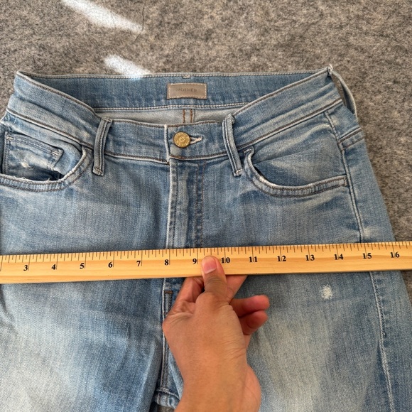 MOTHER Insider Crop Step Fray Jeans Blue Size 25 Raw Hem Some Marks - Picture 13 of 16